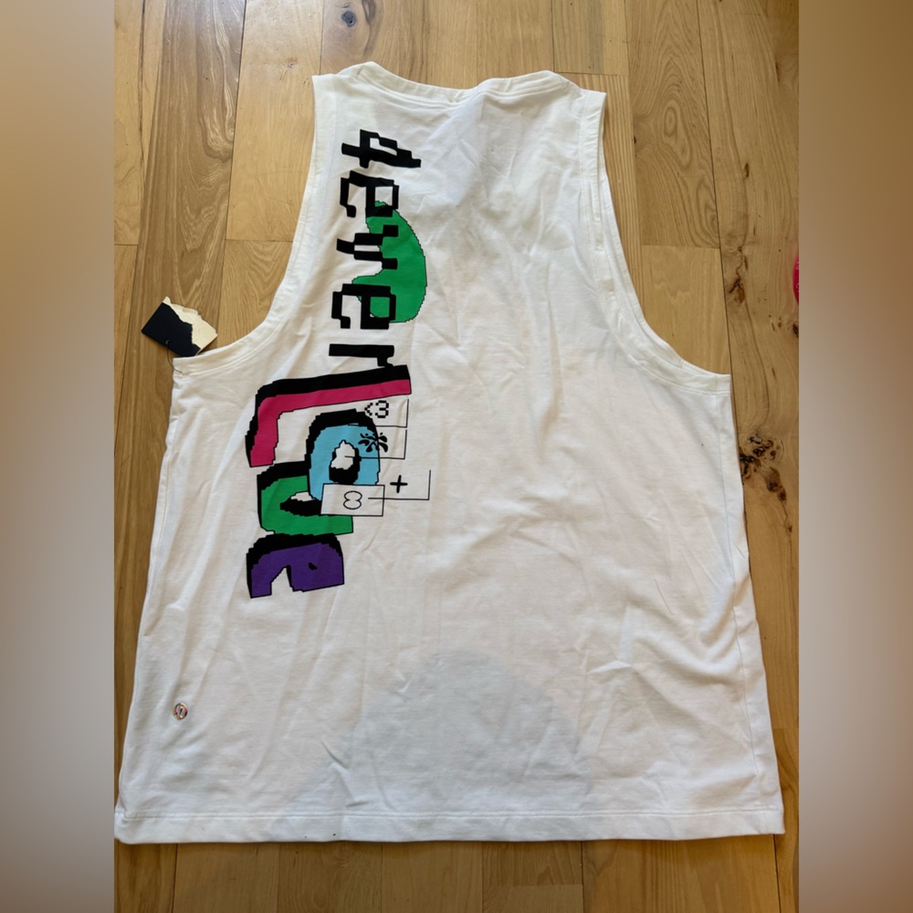 NWT Lululemon Men's White 4ever Love Zeroed in Tank Pride Graphic size L